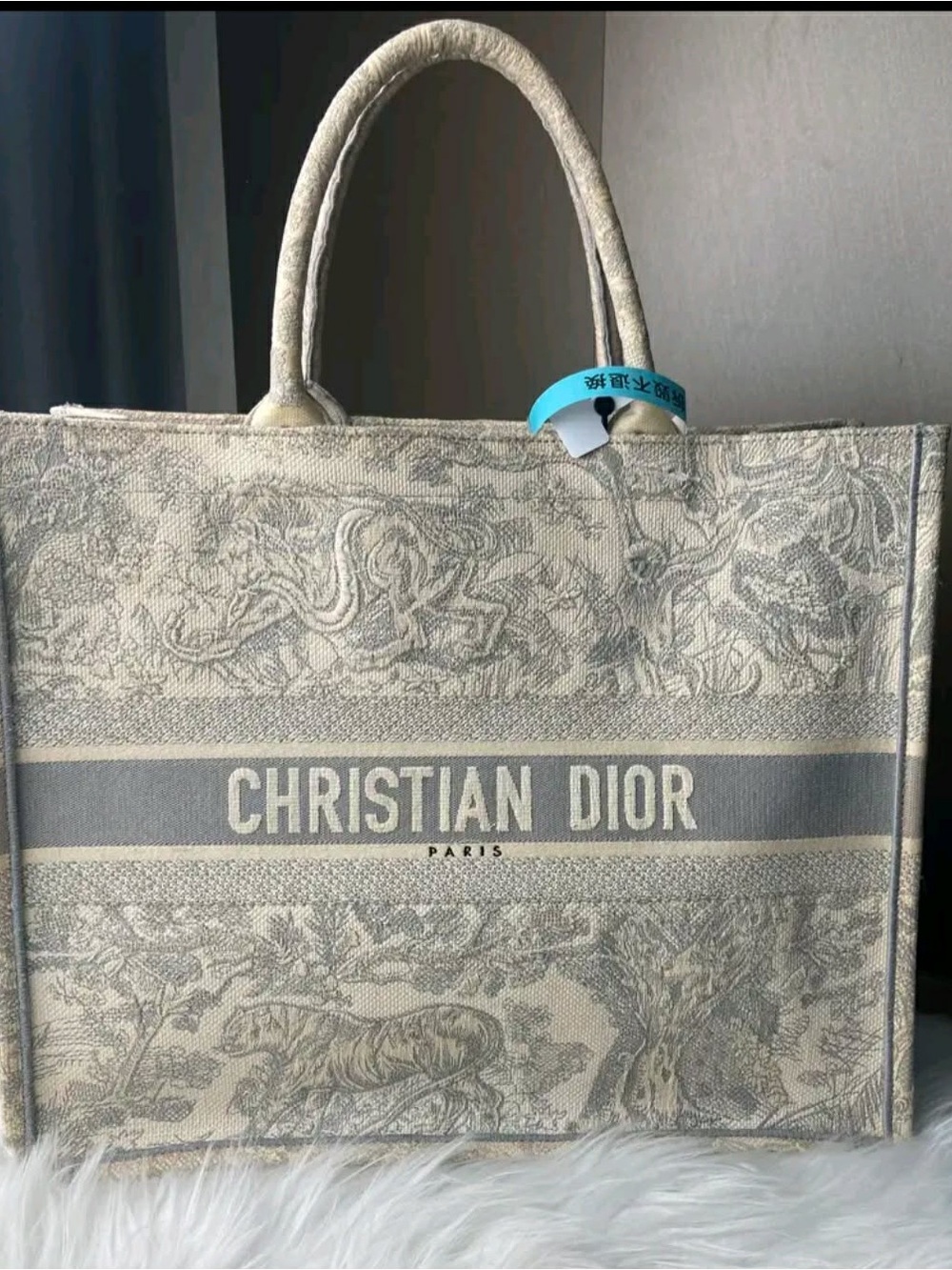 Dior Beige and Gray Book Tote